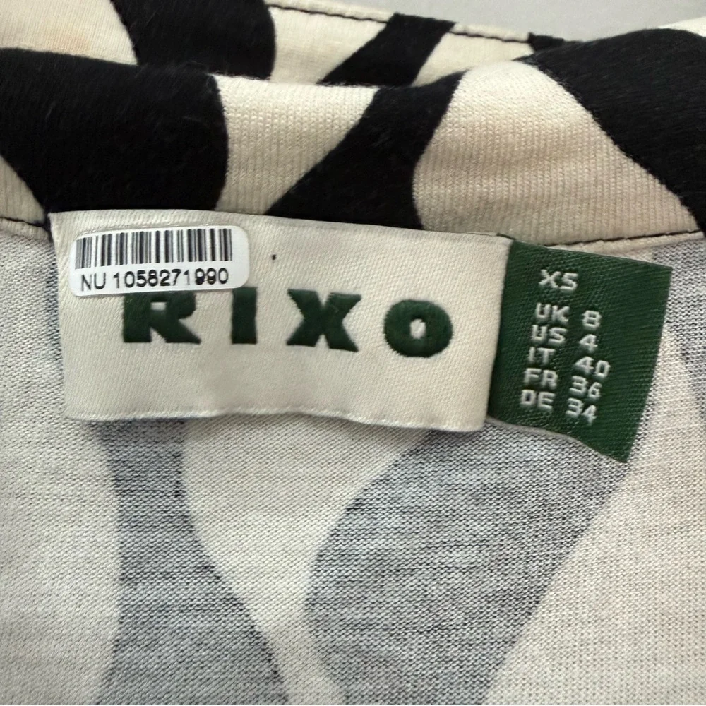 Rixo Dress Tillie Maxi Jersey Collar in Mono Wave Black White - Picture 7 of 7